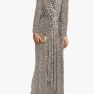 Elegant Silver Long Sleeve Dress